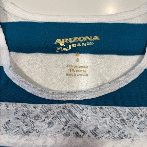 Girl’s Arizona Jean Company striped short sleeve top Size Medium NWOT - Picture 3 of 10